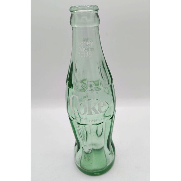 Green Coke Glass Bottle Vintage 6.5 Oz Coca-Cola Embossed Logo Money Back Text - Picture 13 of 13